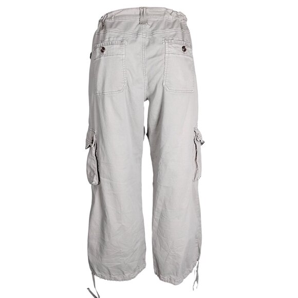 Anthro Pilcro Wide Legs Cargo Pants Size 32 P Waist Hems Drawstring Multi Pocket - Picture 9 of 16